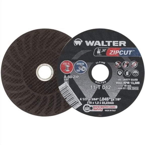 Walter 11T042 4-1/2X3/64X7/8 High Performance Zip Wheels Type 1 A60 Gr