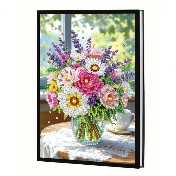 Diamond Painting Notebook Kit Beautiful Chrysanthemum DIY Art Craft Kit A5 Perfect Creative Gift Ideal for Painting, Writing, and Notebook Use