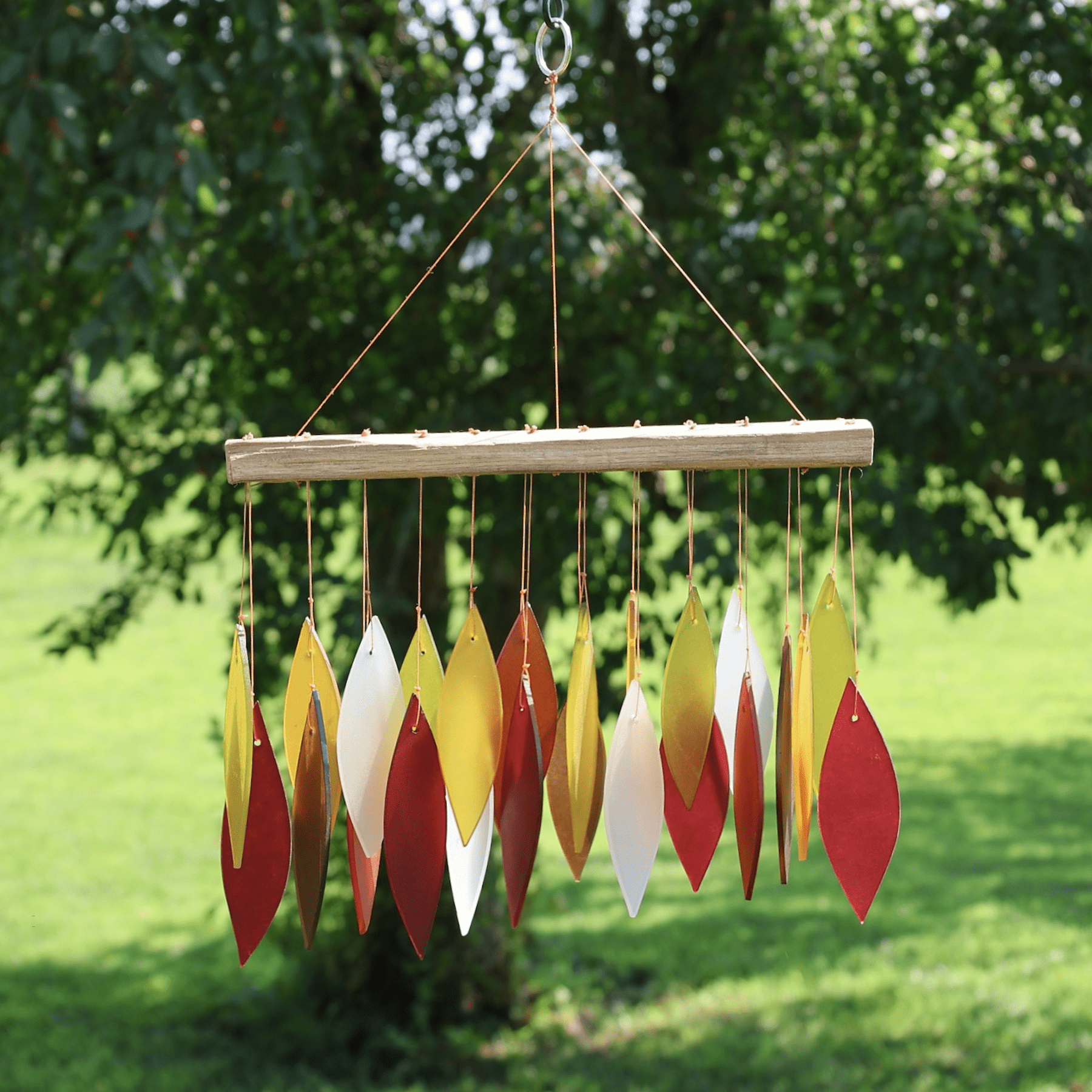 Blue Handworks Wind Chime Autumn Leaves Glass Wind Chimes Yard Decor
