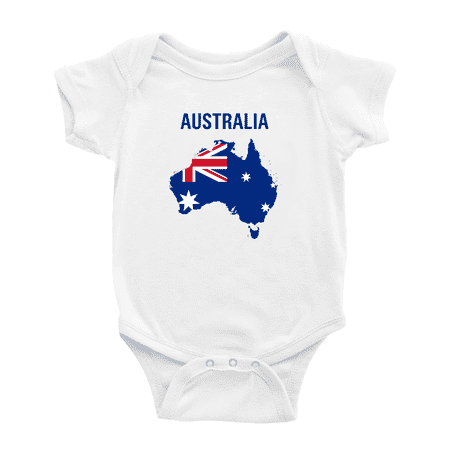 

Australia Map Flag Baby Rompers Baby Clothes (White 3-6 Months)