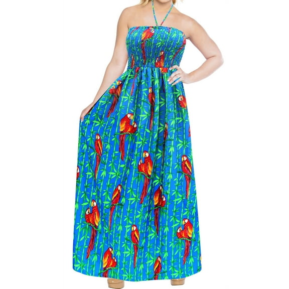 HAPPY BAY Women's Summer Beach Tube Top Maxi Evening Slit Dress Strapless Dresses for Women One Size Aqua_AB196