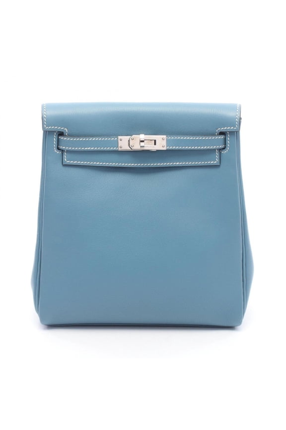 Pre-Owned Hermes Kelly Ad PM Backpack/Handbag, Leather, Calfskin (Veau Swift), Women's, Blue