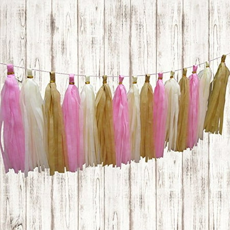 Pink Ivory And Beige Tissue Paper Hanging Tassels20 Pcs Party Tassel Garland Banner Decoration Pink Ivory And Beige Tissue Paper Hanging Tassels20 Pcs Party Tassel Garland Banner Decoration