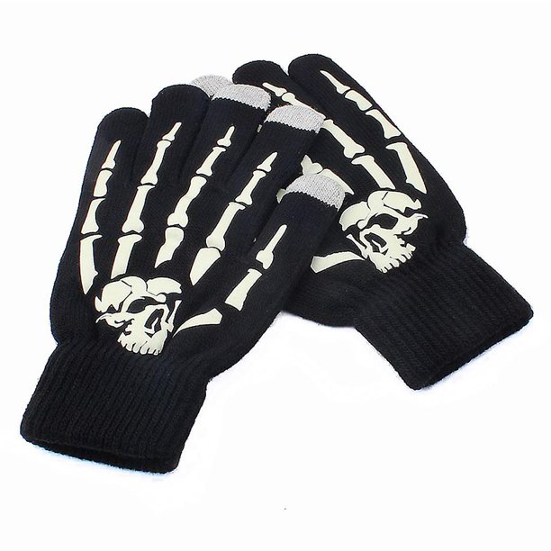 Guantes de calavera Guantes de esqueleto con pantalla táctil que brillan en la oscuridad Suministros de Halloween