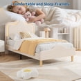 thumbnail image 4 of Kicctian Twin Size Bed with Adjustable LED Headboard & Velvet Princess Platform,Wood Slats Support, No Box Spring Needed, White, 4 of 4
