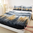 thumbnail image 3 of Homewish Smoky Jungle Twin Sheet Sets 3pcs for Teens Boys Girls,Moutain Woodland Twin Fitted Sheet Microfiber,Grey Orange Breathable Flat Sheet,Ultra Soft Home Decor, 3 of 7