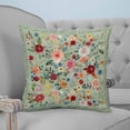 thumbnail image 4 of 14x14 Pillow Covers Set of 2, Sage Green Floral Throw Pillow Covers Decorative Couch Cushion Case, Spring Flowers Leaves Farmhouse Microfiber Square Pillowcases for Bedroom Car Living Room, 4 of 7