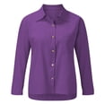 thumbnail image 2 of Women's Plus Size Cotton Linen Button Down Shirt, Collared Loose Fit Blouse, Classic Casual Tunic Top for Work, Daily Wear, Office and Relaxed Outfits Purple XL, 2 of 9