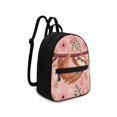 thumbnail image 2 of Eheartsgir Sloth Pink Leaves Casual Daypack, Zipper Closure Polyester Mini Backpack for Library Travel, Adjustable Strap Women's Travel Shoulder Bag, 2 of 8