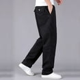thumbnail image 3 of SWSMCLT Men's Straight Leg Casual Pants Ankle Loose Fit Casual Pants Drawstring Summer Elastic Waist Trousers Black 30, 3 of 4