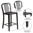thumbnail image 2 of 24'' High Blue Metal Indoor-Outdoor Counter Height Stool with Vertical Slat Back, 2 of 9