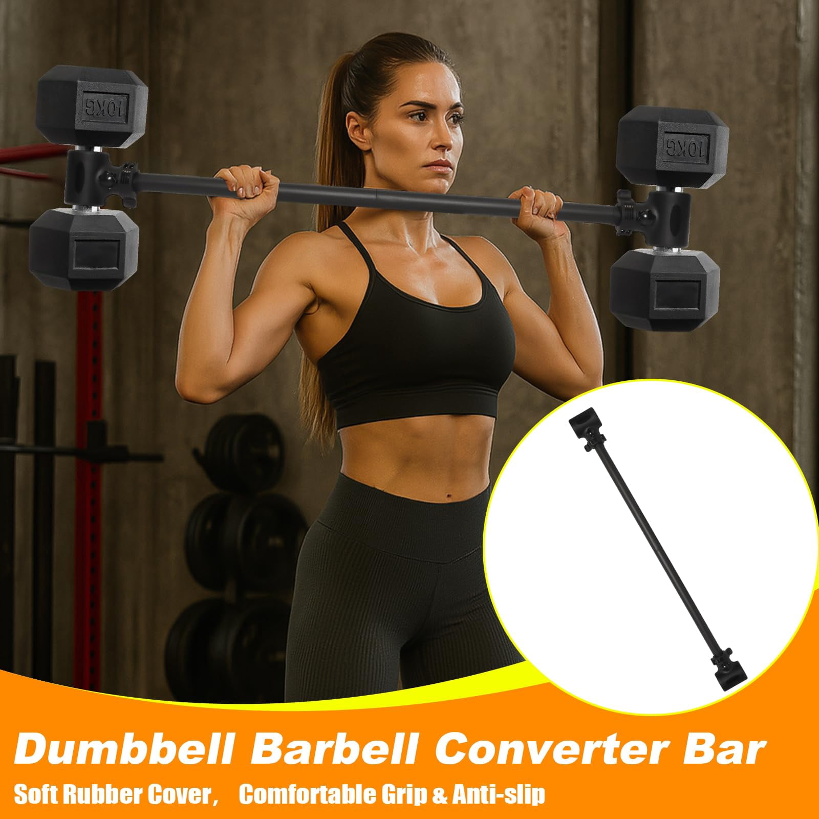 Dumbbell Barbell Converter Bar  Adjustable Weight To Easy Grip & Installation Lifting Ideal For Strength Home Gym