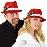 Morris Costumes FW7488 Slick Santa Red & White Fedora Hat for Adults - One Size
