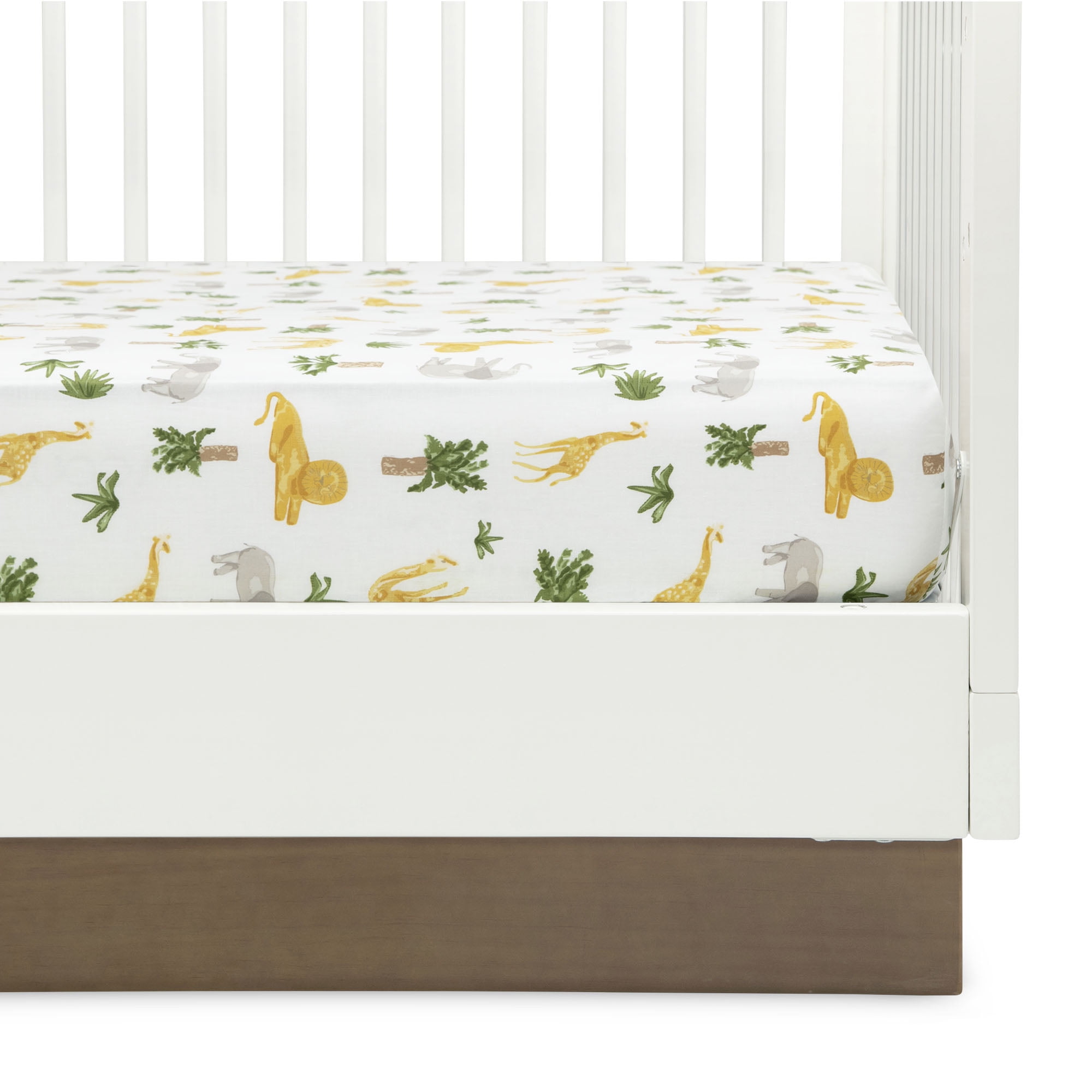 Delta Children Fitted Crib Sheets for Girls and Boys - Crib Sheet for Standard Crib and Toddler Mattresses - 28x52 Inch (Pack of 3), Safari Friends