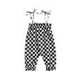 thumbnail image 1 of Biekopu Baby Girls Summer Casual Jumpsuit, Brown Checkerboard Plaid Pattern Sleeveless Tie-up Strap Romper,0-24 Months, 1 of 8