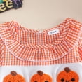 thumbnail image 5 of Bigetiay Baby Girl Halloween Outfit Long Sleeve Bodysuit Pumpkin Embroidery Lace Trim Outfit, Size 0-3 Months, 5 of 9