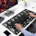 thumbnail image 2 of 31.5x15.7 Inch Gaming Mouse Pad, Non-Slip Stitched Rubber Desk Mat for Desktop & Laptop,Owl Floral Line Art Black Pattern, 2 of 6