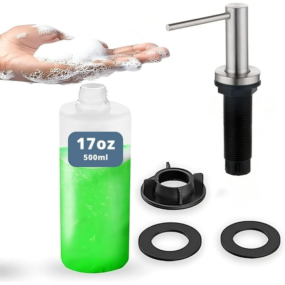 SBEN Kitchen Sink Soap Dispenser – Brushed Nickel, Built-in Bottle, Easy Screw Install, Stainless Steel Pump for Soap or Lotion