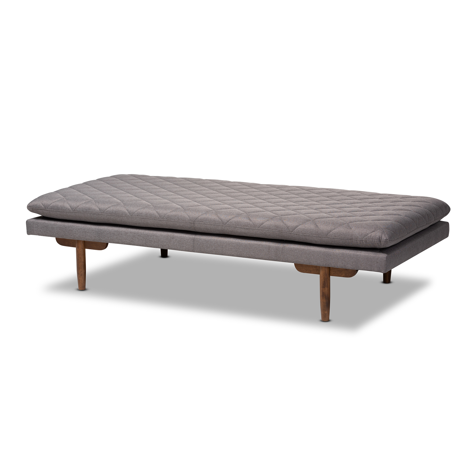 Baxton Studio Marit Mid-Century Modern Gray Fabric Upholstered Walnut Finished Wood Daybed