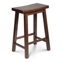 PJ Wood Saddle-Seat 24 Inch Kitchen, Table, & Bar Counter Stool, Walnut