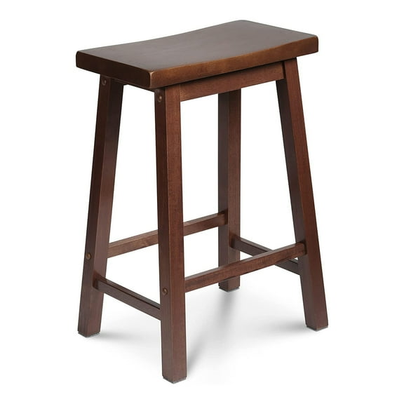 PJ Wood Saddle-Seat 24 Inch Kitchen, Table, & Bar Counter Stool, Walnut