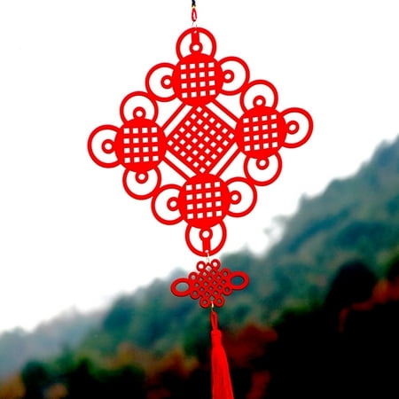 

Poseidon Lucky Felt Cloth 3D Hanging Red Chinese Knot Spring Festival Pendant Decoration