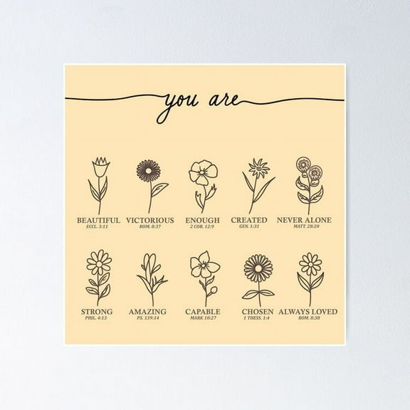 Uplifting Bible Verse | You Are | Inspirational Christian Design Poster- Unframed Poster | Wall Art | Perfect For Home Decor & Gifts, 8x12
