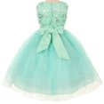 thumbnail image 2 of Floral Embroidered Sparkly Sequin Flower Girl Dress Pageant Bridesmaid Wedding Mint 2-14, 2 of 4