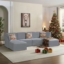 ZAFLY U Shaped Modular Sectional Sofa Couch, Convertible L Shaped Couch Sofa, Queen Sleeper Sofa Bed, Variable Modular Oversized Couch for Living Room (Light Grey)