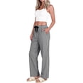 thumbnail image 5 of Sundazz Womens Gingham Pants Cotton Wide Leg Lounge Pants Cute Pajama Pants Comfy Casual Pants,Black,M, 5 of 9