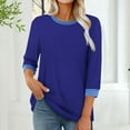 thumbnail image 2 of Women's 3/4 Sleeve Tops T-shirts Casual Spring Fall Crew Neck Tee Shirt Loose Fit Tshirts for Women (XL, Blue), 2 of 7