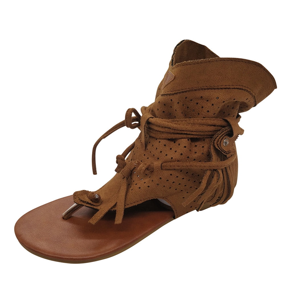 Cyber Monday 2021 Tuscom Women Gladiator Sandals Flat,Summer Strappy Open  Toe High Ankle Flat Sandal - Walmart.com