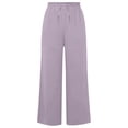 thumbnail image 4 of Dwellite Women's Wide Leg Beach Pants Elastic Waist Lightweight Casual Solid Color Palazzo Lounge Trousers with Pockets Purple XL, 4 of 7