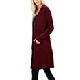 thumbnail image 2 of J. METHOD Women's Open Front Long Sleeve Cardigan Casual Basic Lightweight Soft Sweater with Slouchy Pockets NEWJ1440 Dark Burgundy S, 2 of 5