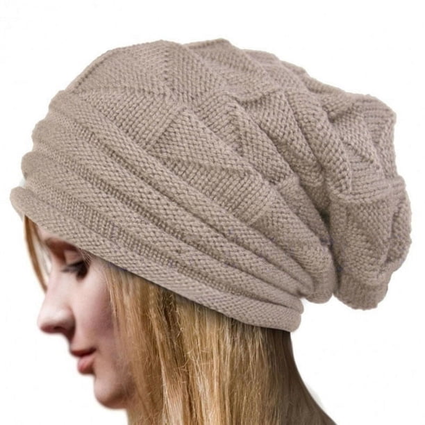 Gorro holgado de punto para hombre y mujer, gorro de lana de gran tamaño, cálido, de esquí, Unisex