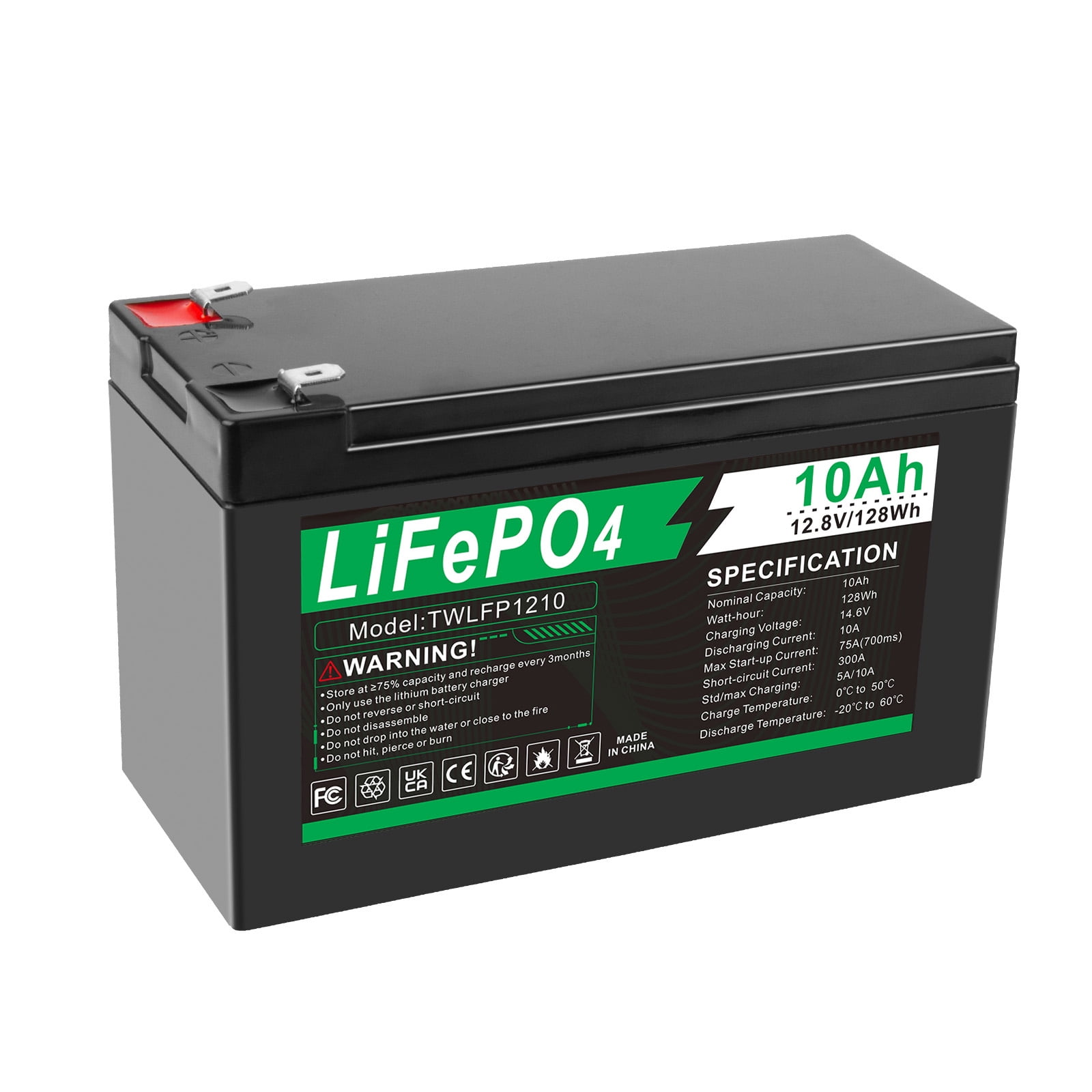 12.8V 10Ah Lithium Portable LiFePO4 Battery Ideal Replacement for 12V