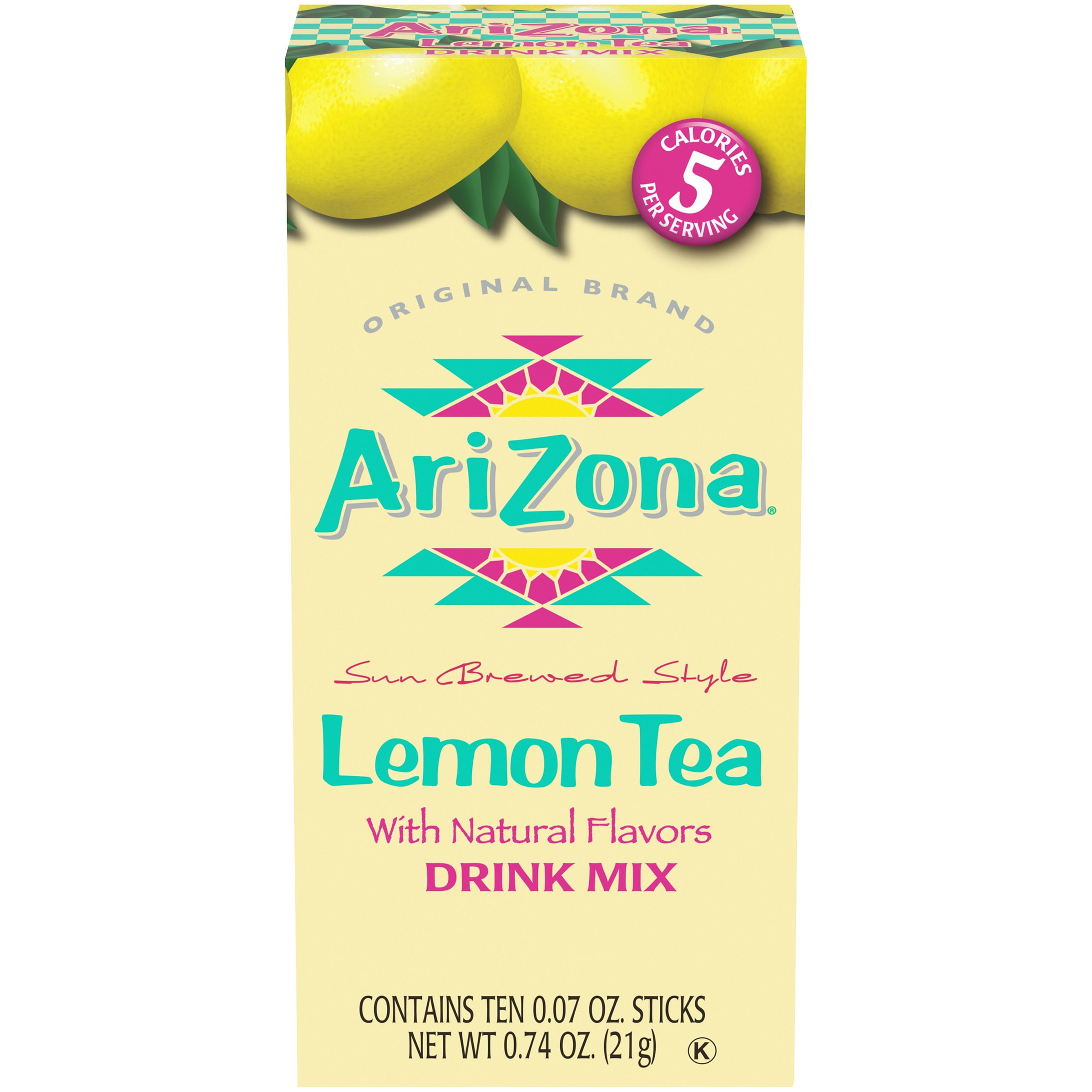 AriZona Lemon Iced Tea Naturally Flavored Powdered Drink Mix, 10 ct On