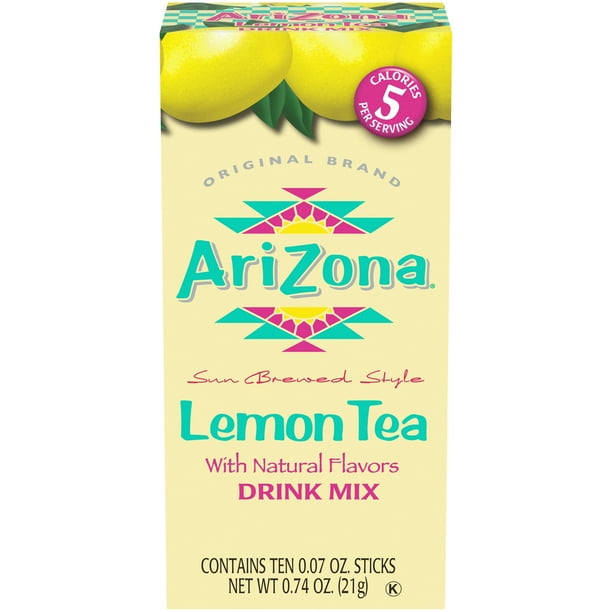 AriZona Lemon Iced Tea Naturally Flavored Powdered Drink Mix, 10 ct On