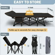 ABORON 2 Packs Camping Cot XL Folding Twin Cot for Outdoor with 2 Sided Cushion & Carry Bag, 28 Wide Foldable Sleeping Cot for Adults, Protable Cots Bed, 900LBS(Max Load)