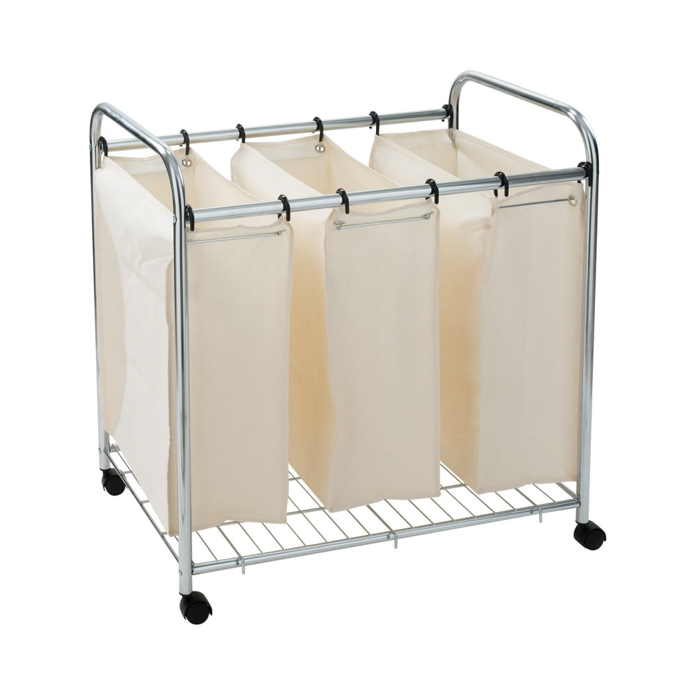 Neu Home 3 Section Laundry Sorter Basket on Wheels
