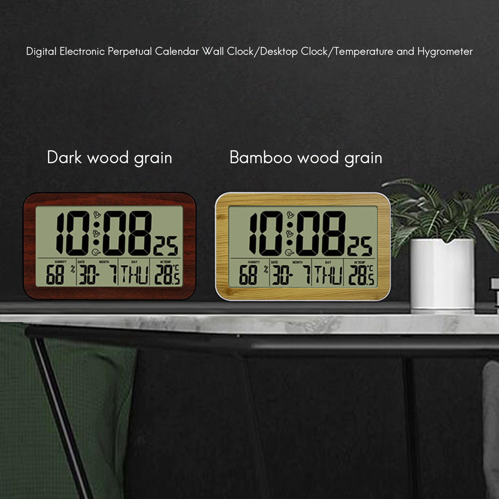Large Screen Digital Wall Clock Home Electronic Student Alarm Display Desk B