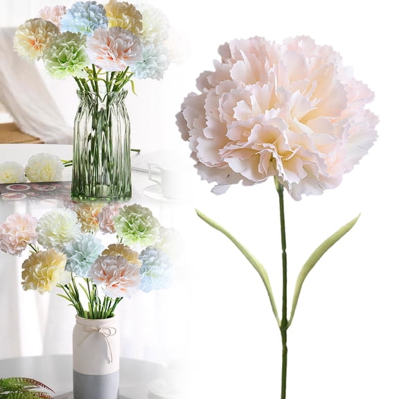 IUAMXWU Single Stem Artificial Carnation Flower, Eternal Fake Mother's Day Floral Home Vase Arrangement Holiday Festival Gift Indoor Decor Ornament Supplies