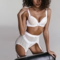 thumbnail image 4 of Conjunto de ropa interior para mujer, bralette transparente para cosplay, lencería de malla para boda. Blanco XL, 4 of 9