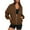 Brown, variant on Zip Up Sweatshirts for Women No Hood Fall Casual Bomber Jacket Fleece Athletic Sweat Jackets with Pockets Green 2XL