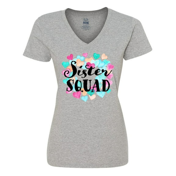 Inktastic Sister Squad hearts Women's V-Neck T-Shirt
