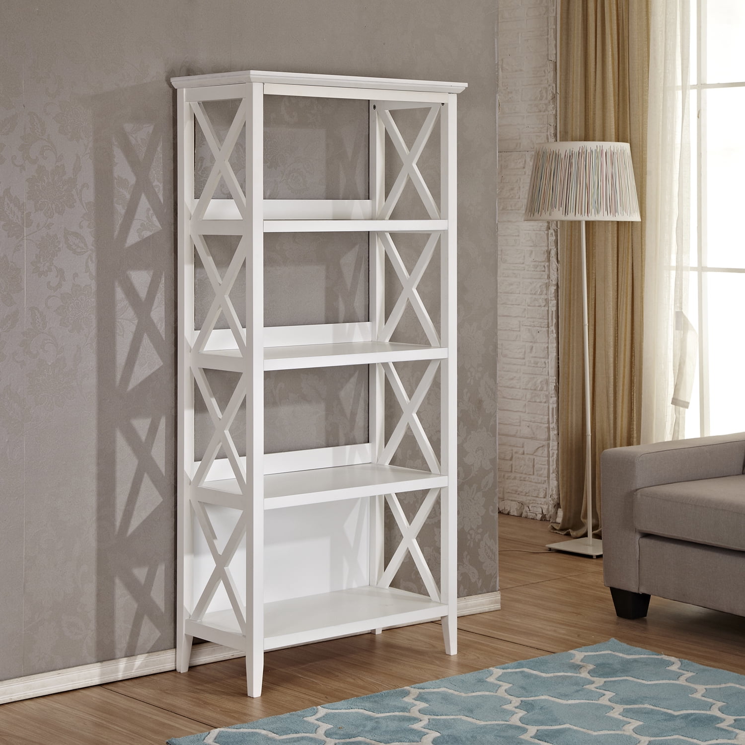 Resenkos 67" Solid Wood Freestanding Bookcase with 4 Shelves, Open Storage Organizer for Home Office Bedroom White