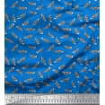 thumbnail image 1 of Soimoi Blue Modal Satin Fabric Eagle Feather Decor Fabric Printed Yard 42 Inch Wide, 1 of 3