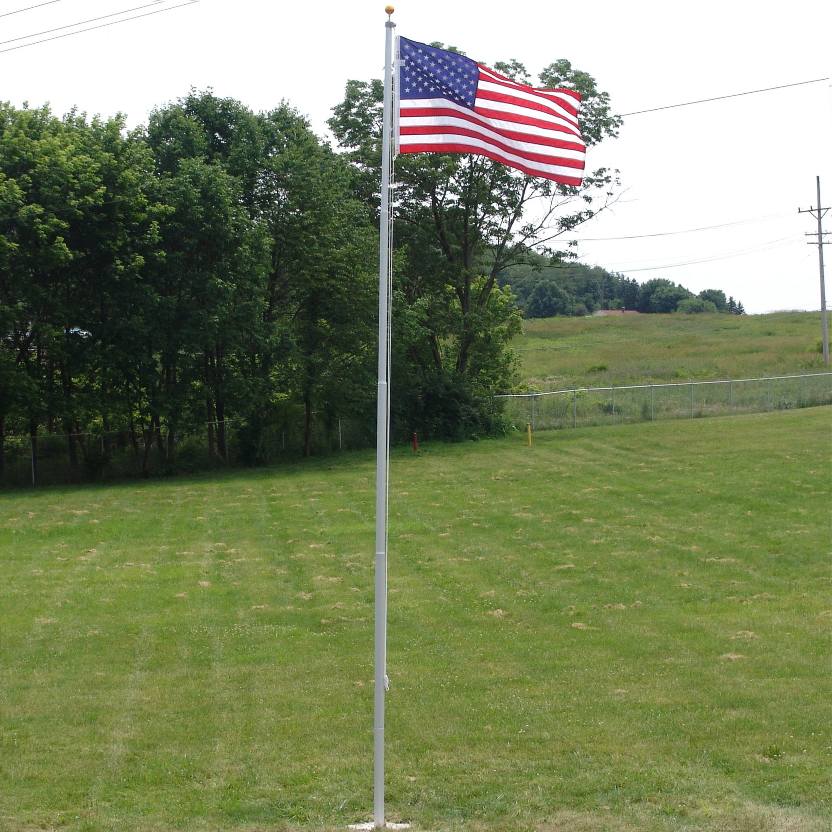 3x5 USA American & State of Michigan Flag Aluminum Pole Kit Ball Top 3'x5' 