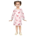 thumbnail image 2 of Girls' long-sleeved dress Pink Flamingo Girls' A-line dress with ribbed cuffs Soft and comfortable, 2 of 6