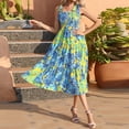 thumbnail image 1 of WILLBEST Vestidos Floreados Para Mujer, Moda Informal Para Mujer, Vestido Playero Para Vacaciones, Estilo Pintado A Mano, Vestido Ajustado Con Vuelo, Falda Larga, 1 of 3